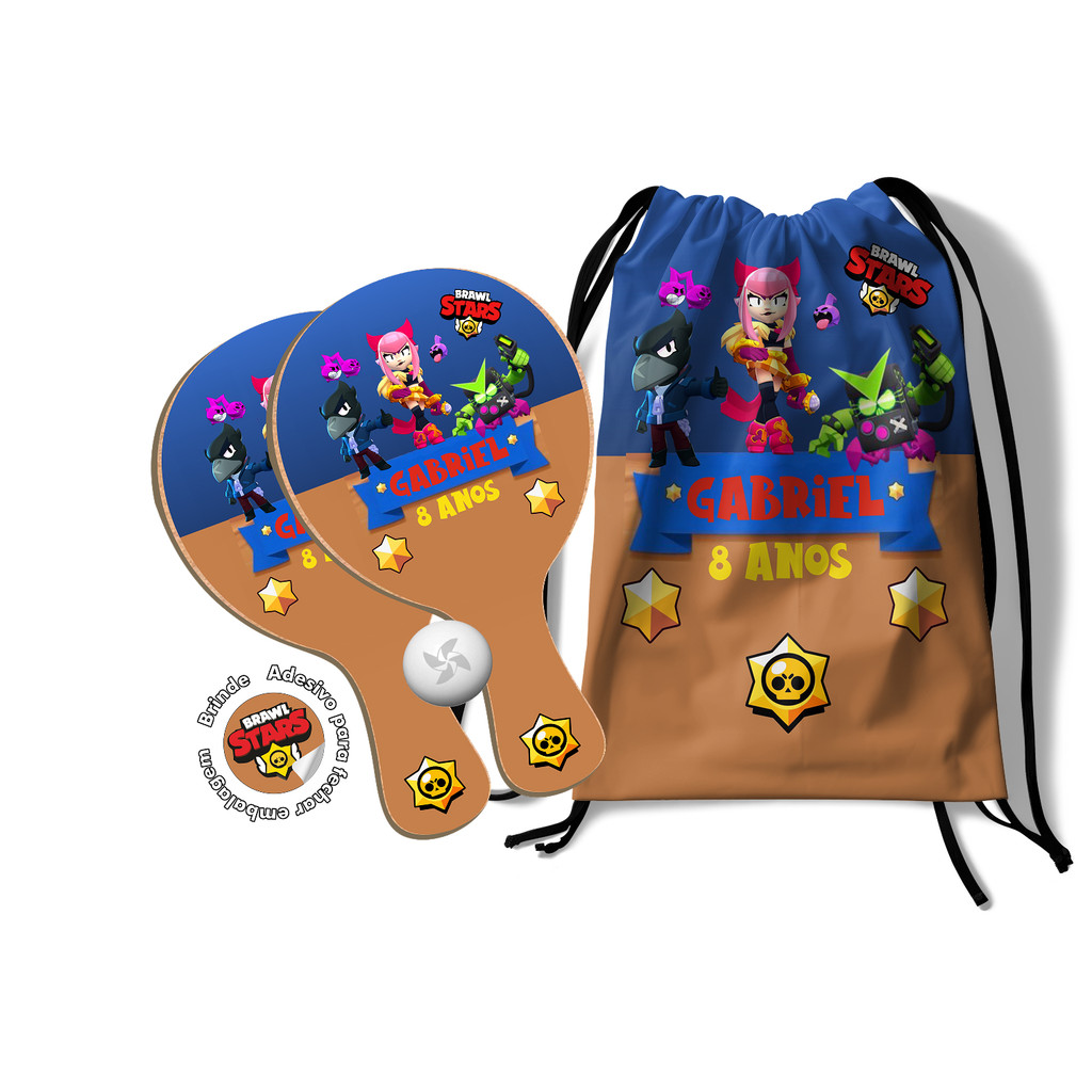 Kit Mochilinha + Raquetes Ping Pong - Brawl Stars - 10 unidades