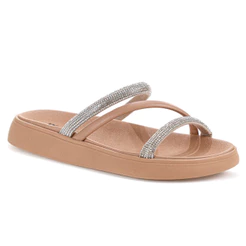 Sandália Moleca Tira Tripla Rose e Prata - Feminino