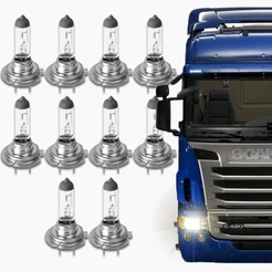 Kit 10 Lâmpadas Automotiva Halógena H7 24V PX26D 70W p/ Farol Caminhão