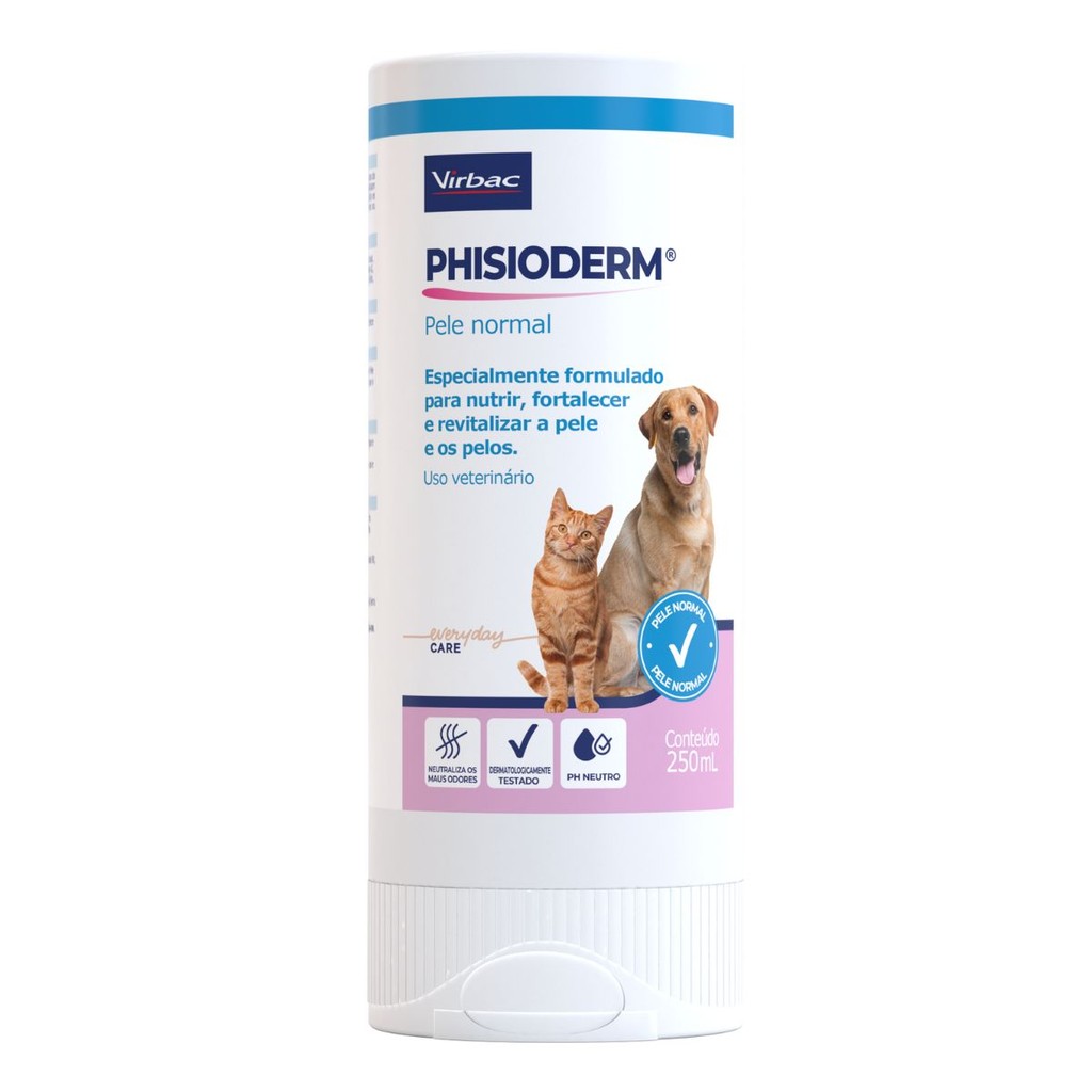 Shampoo Phisioderm Pele Normal 250 ML P/ Cães e Gatos Virbac em Oferta na Shopee