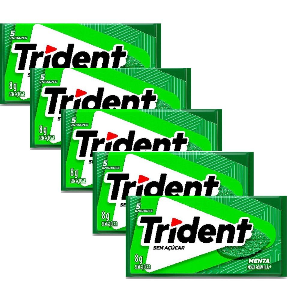 Kit 5 Chiclete Trident Menta 8g com 5 Unidades