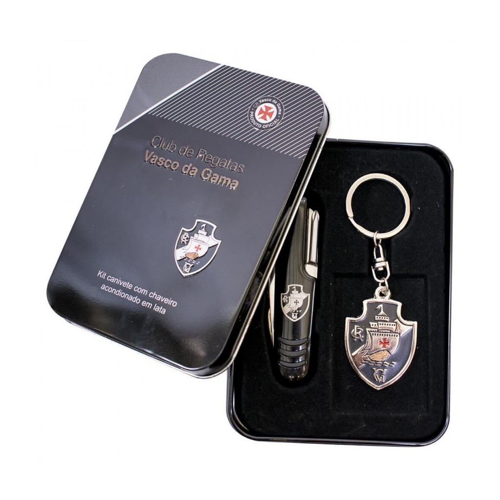 GST001A-7-B | Jogo Canivete De Metal Com Chaveiro - Vasco em Oferta na Shopee