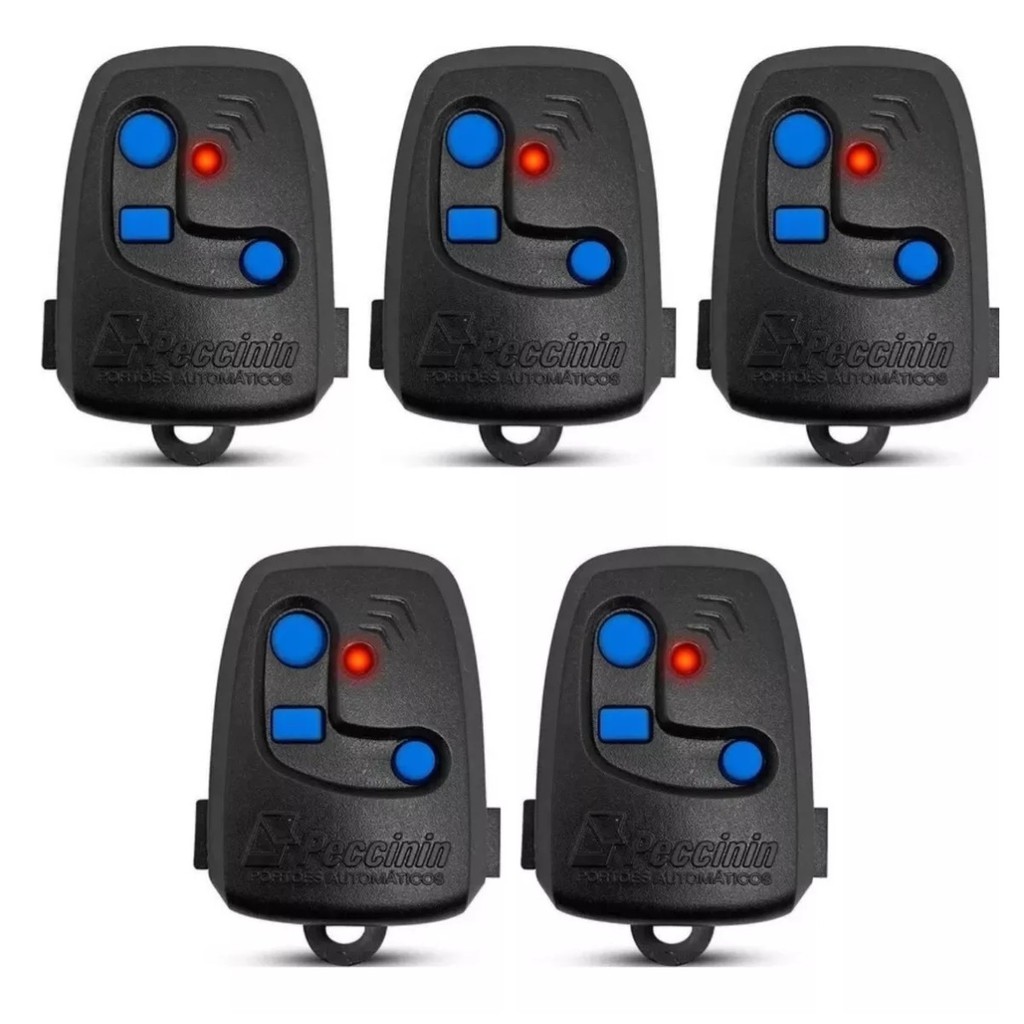KIT 5 CONTROLES REMOTO CASA RESIDENCIA PARA PORTAO AUTOMATICO NICE PECCININ TX 3C PRETO