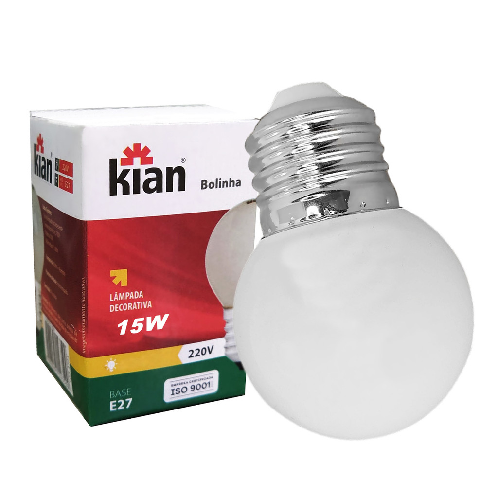Lâmpada Bolinha Incandescente Leitosa 15w 220v E27