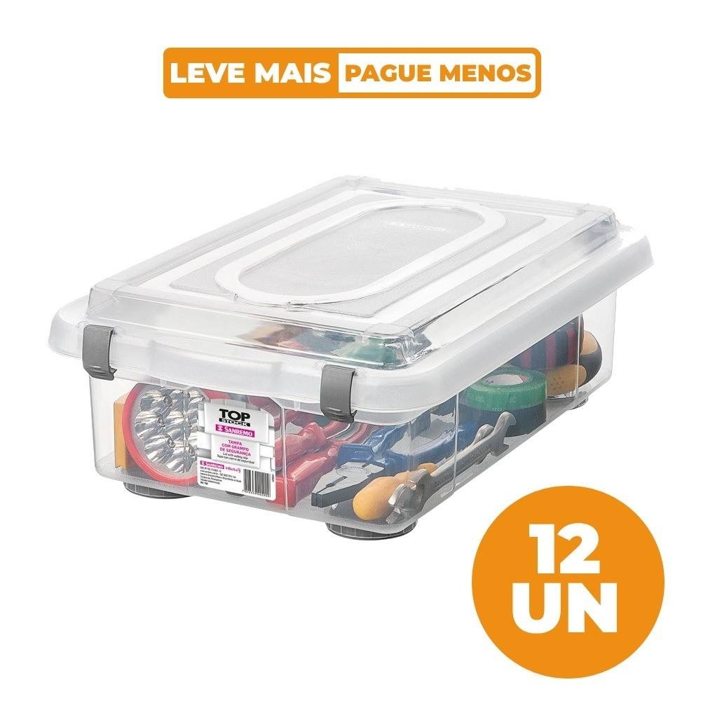 Kit 12 Caixas Organizadoras Transparentes 8,6L Top Stock Sanremo em Oferta na Shopee