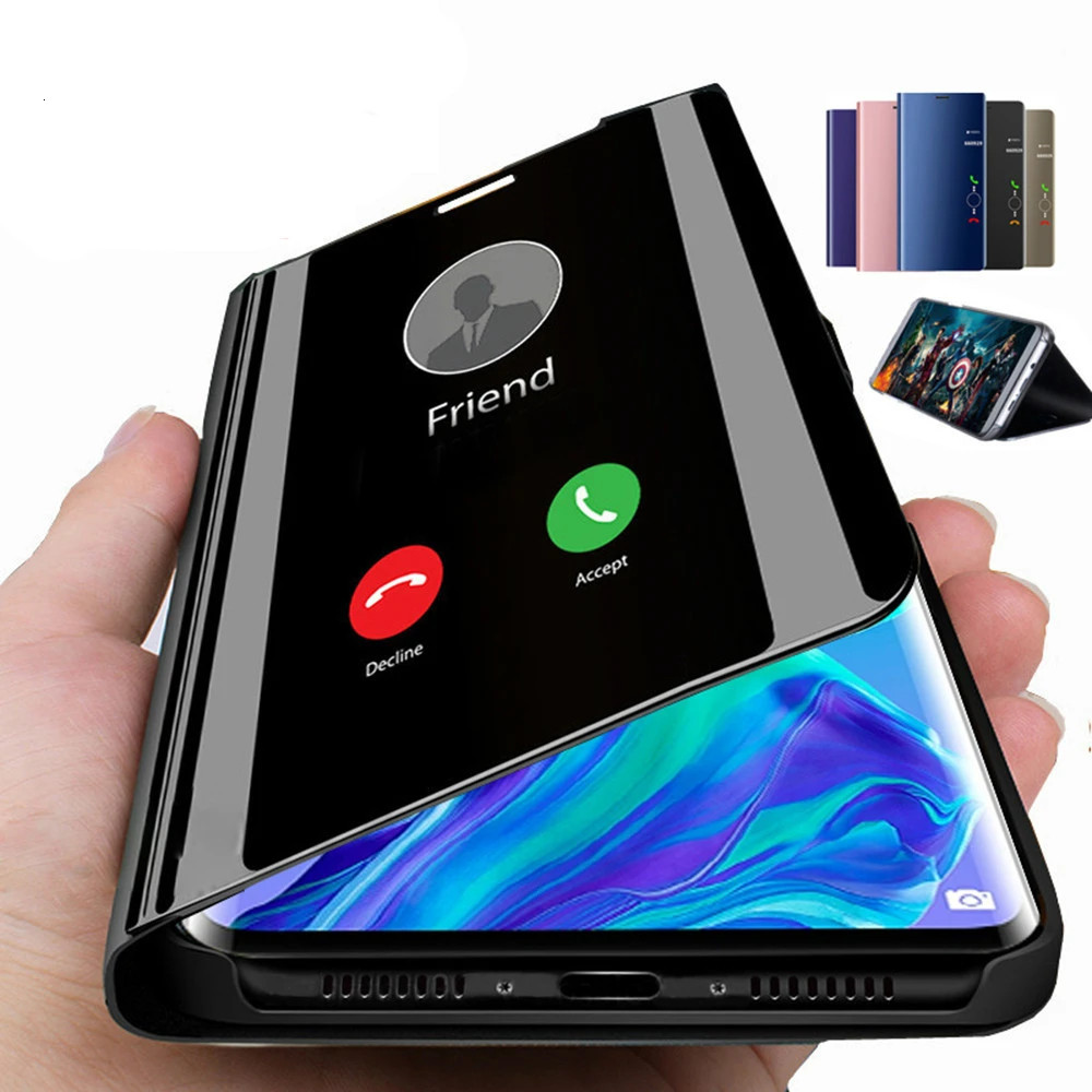 Para Samsung Galaxy A06 A16 A26 A36 A56 A55 A35 A25 A15 A05 A05S A14 A24 A34 A54 Luxo Smart View Transparente Espelho Ca