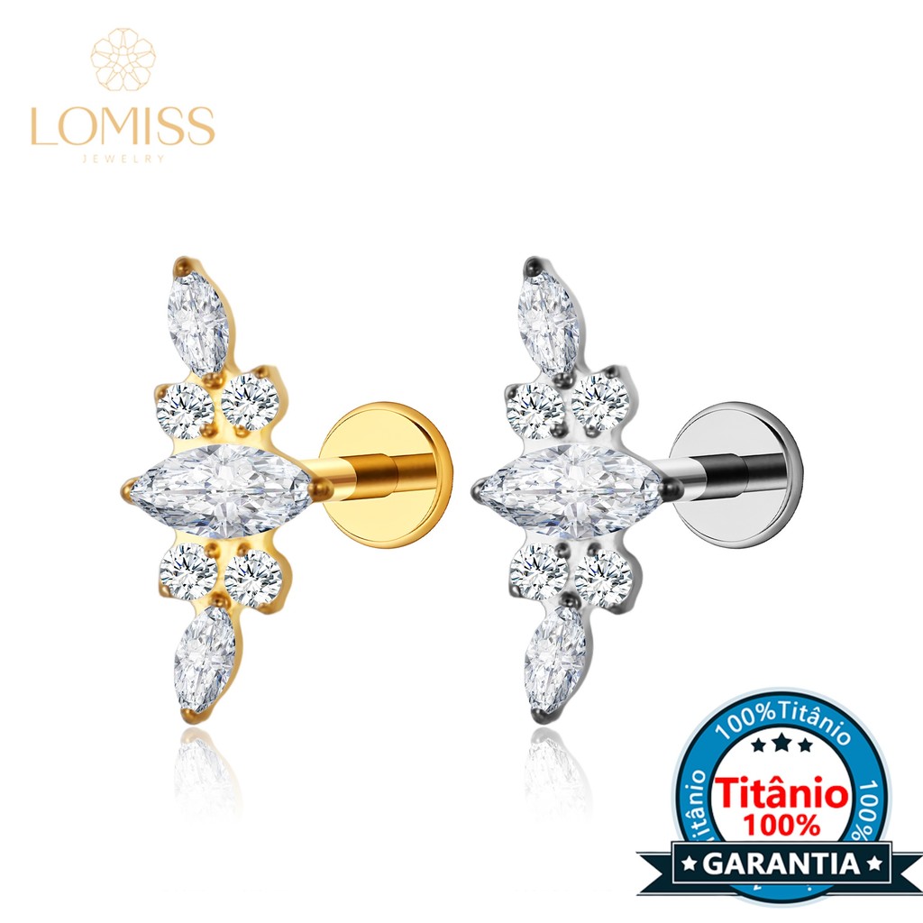 Piercing Labret Titânio Cluster Zircônia Cravejada Orelha Nariz Earring Tragus Conch Helix em Oferta na Shopee