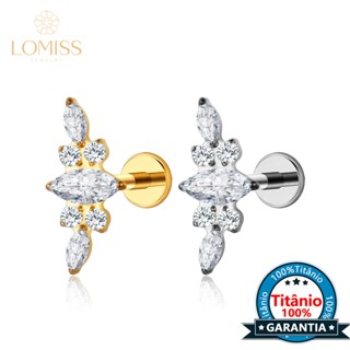 Piercing Labret Titânio Cluster Zircônia Cravejada Orelha Nariz Earring Tragus Conch Helix em Oferta na Shopee