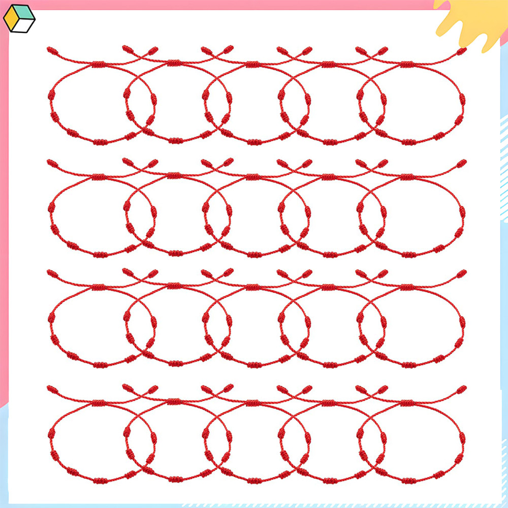 20 pçs Ajuste Pulseira de cordão para homens e mulheres Pulseiras vermelhas da sorte tecidas com cabala em Oferta na Shopee