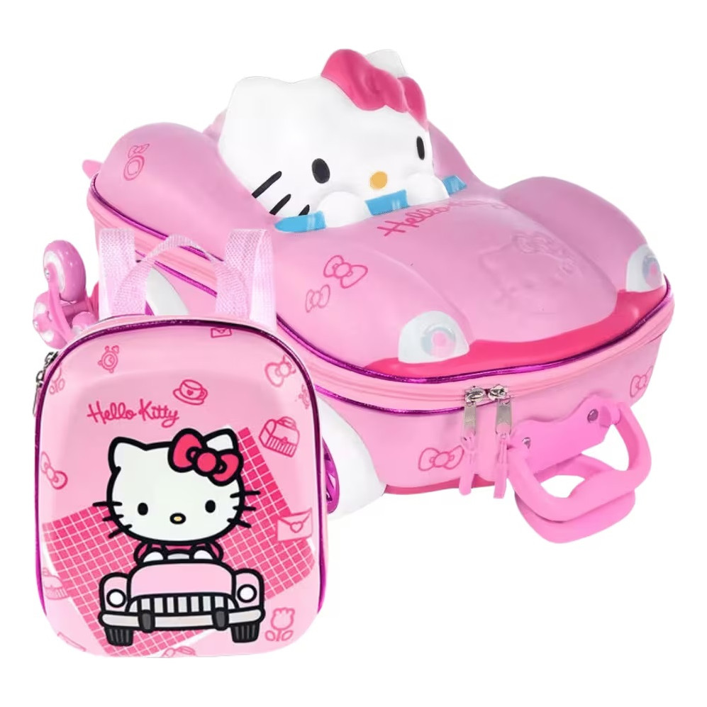 Kit Mochila Rodinhas Lancheira Hello Kitty Kit Escolar 3d  em Oferta na Shopee