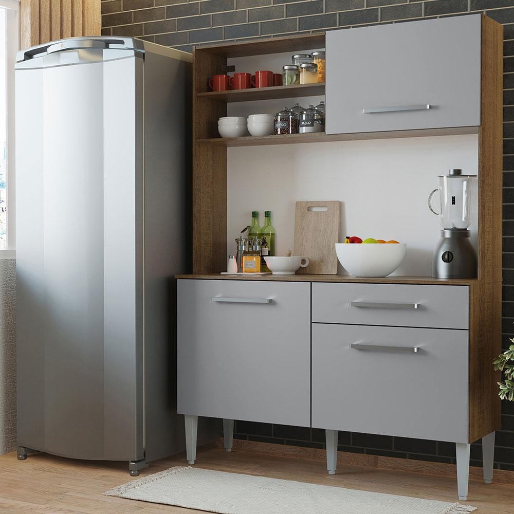 Armário de Cozinha Compacta 120cm Life Madesa em Oferta na Shopee