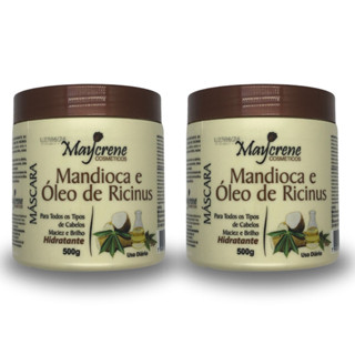 Kit 2 Máscaras de Mandioca - Maycrene 500ML - Fortalecimento Capilar em Oferta na Shopee