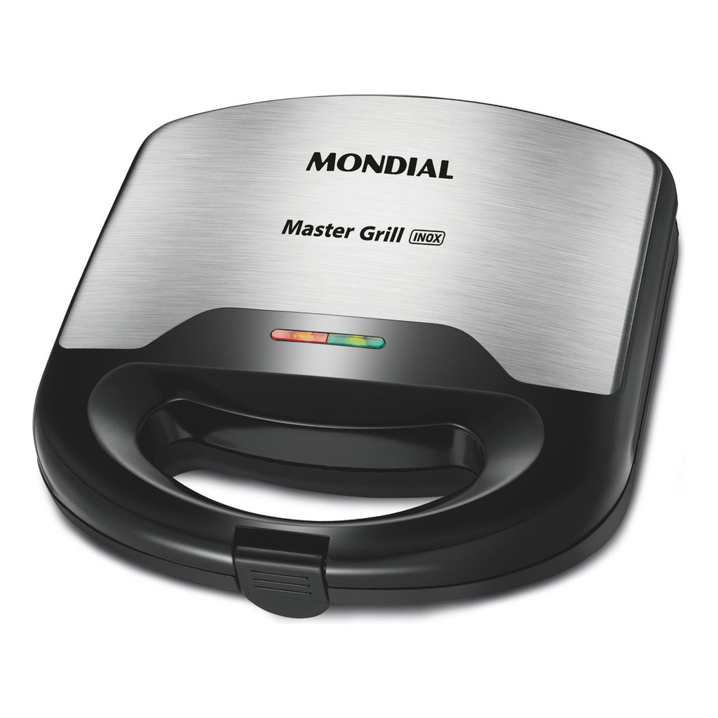 SANDUICHEIRA MONDIAL MASTER GRILL PREMIUM PRETA E INOX 127V em Oferta na Shopee