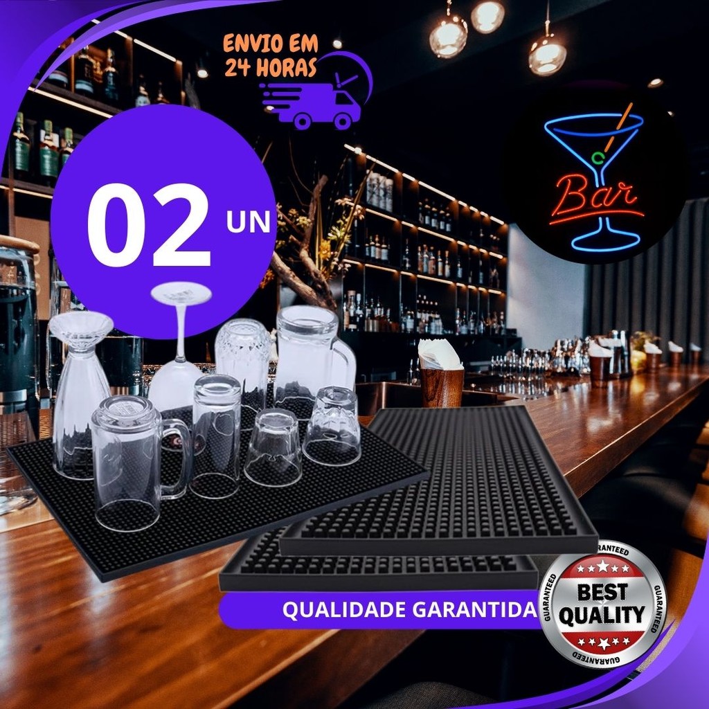 Kit 2 ou 1un Tapete Escorredor Louça Silicone 15x30 Pia Preparo De Drinks Louça Antiderrapante