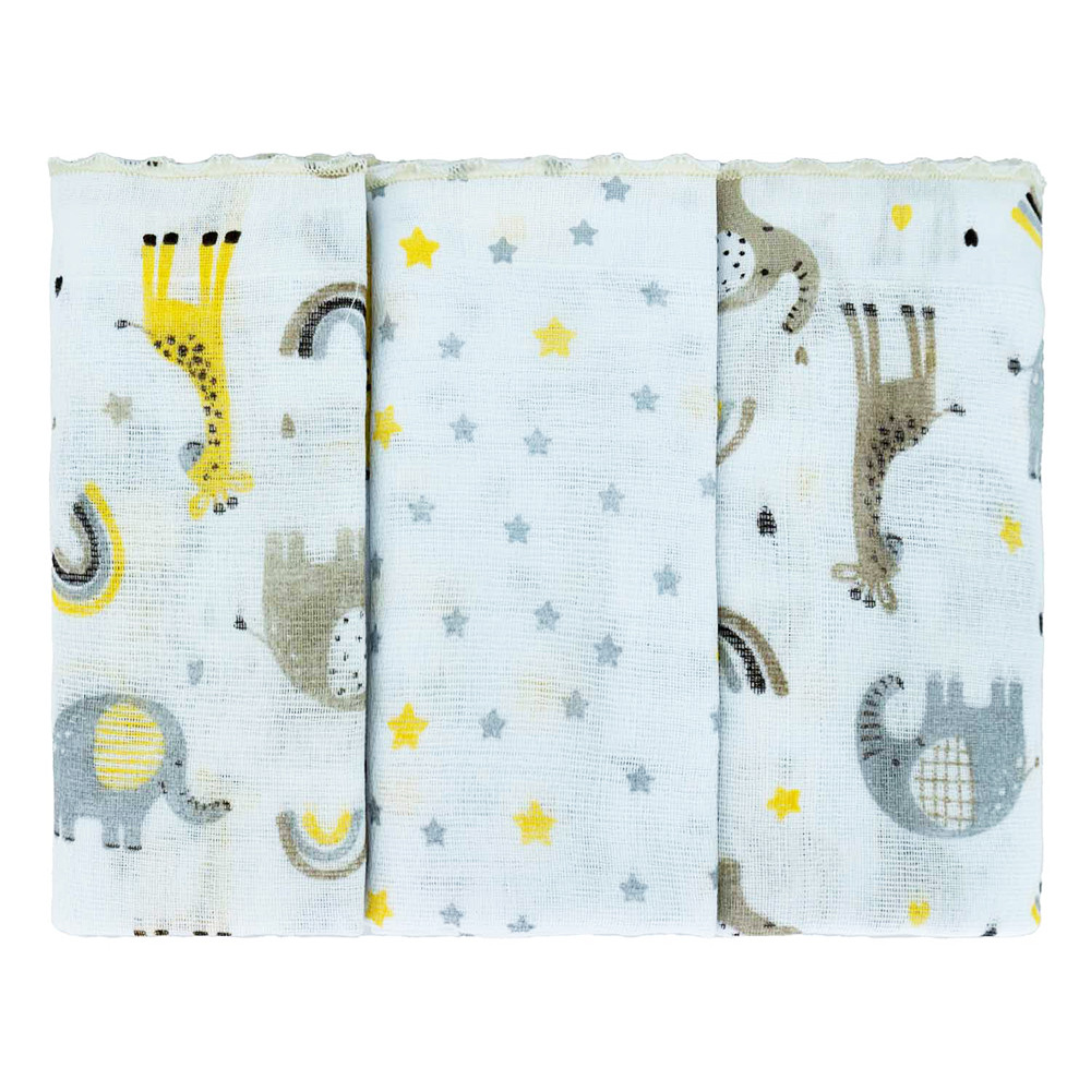 Kit Fralda de Pano Bublim Festonê Girafa - 3 Peças em Oferta na Shopee