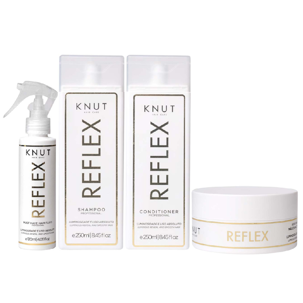 Kit Knut Tratamento Reflex Shampoo 250ml Condicionador 250ml Máscara 200g Spray Finalizador 120ml