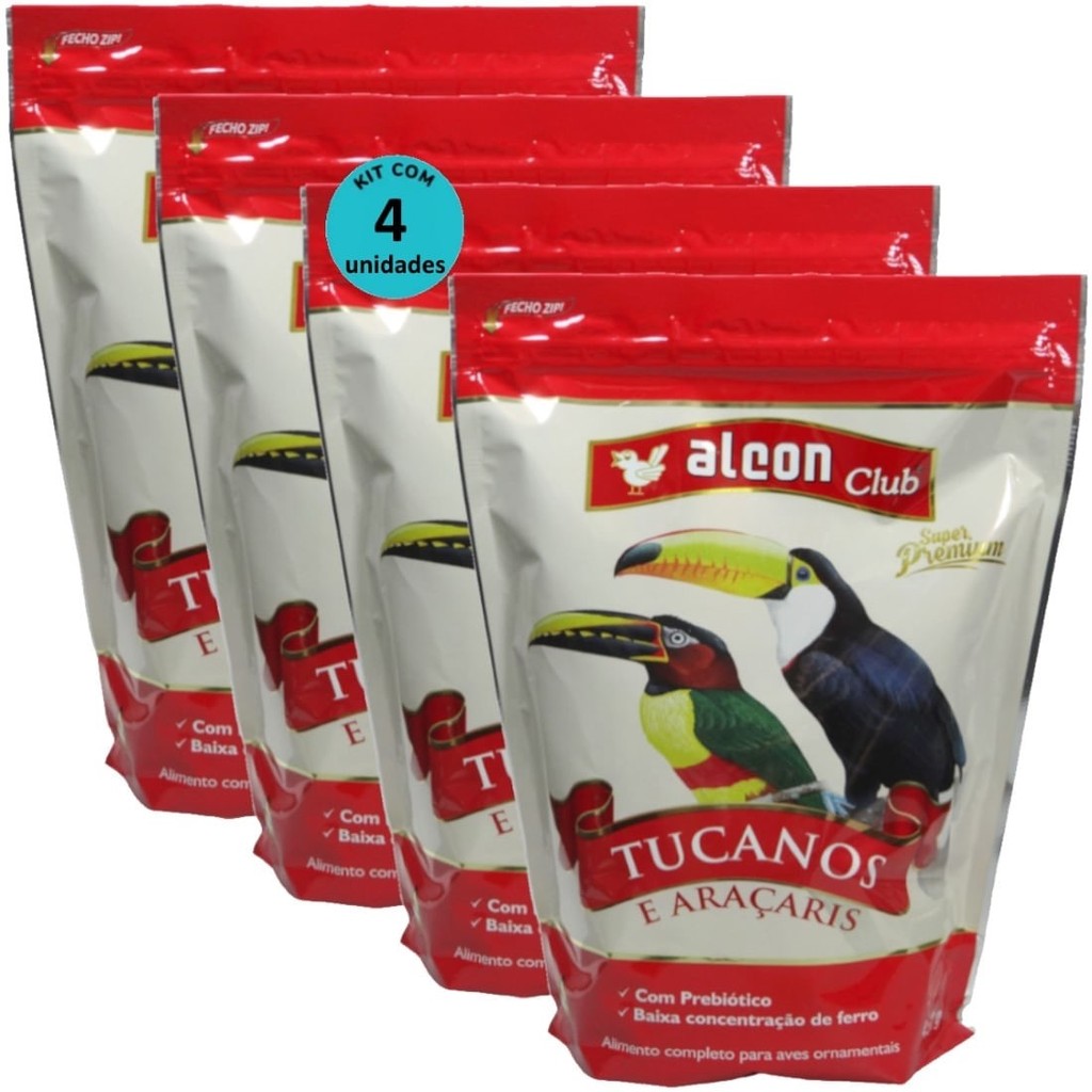 Alcon Club Tucanos E Araçaris 450g Super Premium Kit Com 4