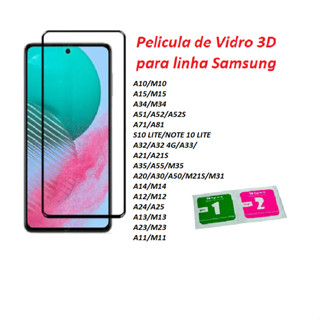 Película 3D vidro P/ Sams Galaxy A12/M12 A13 A14 A15 A20 A21S A24 A25 A32 A34 A35 A51 A52 A55 A71 A72 em Oferta na Shopee