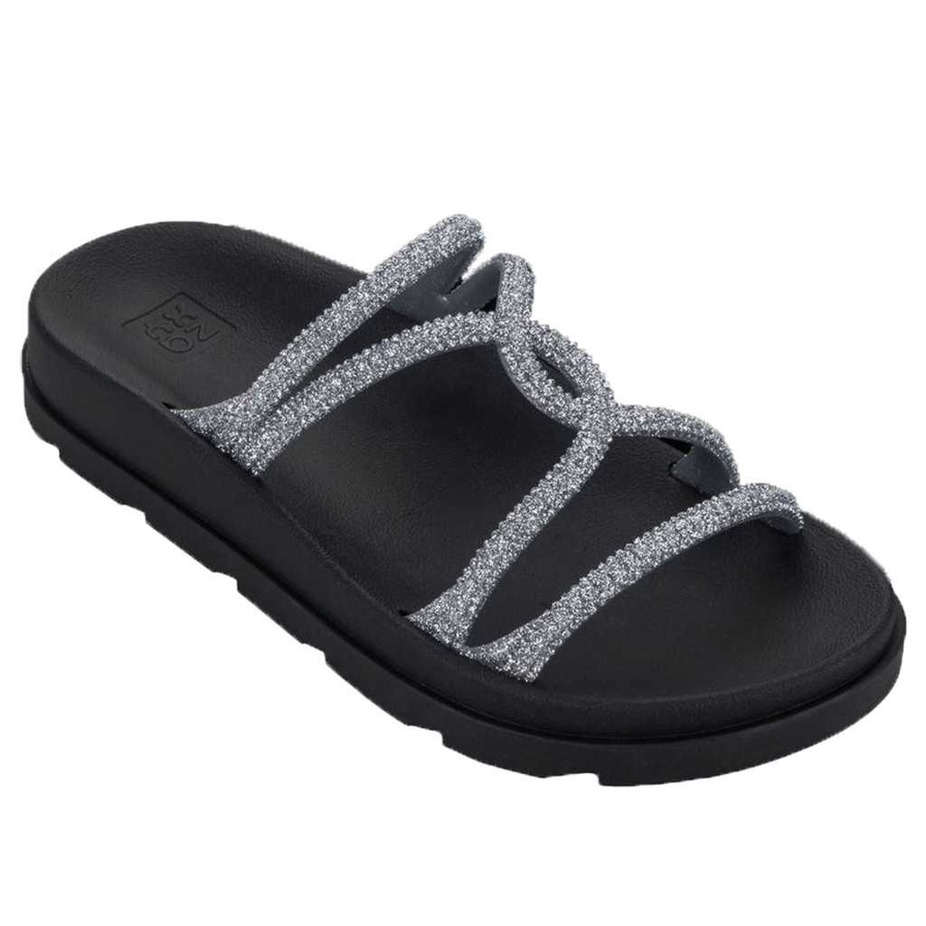 Papete Zaxy Bright Feminina Preta Prata Nude Glitter Brilho Gaspea