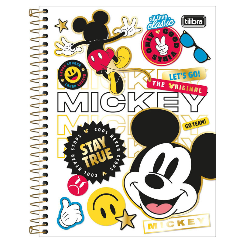 Caderno colegial capa dura 1x1 80 folhas Mickey Tilibra - Stationery