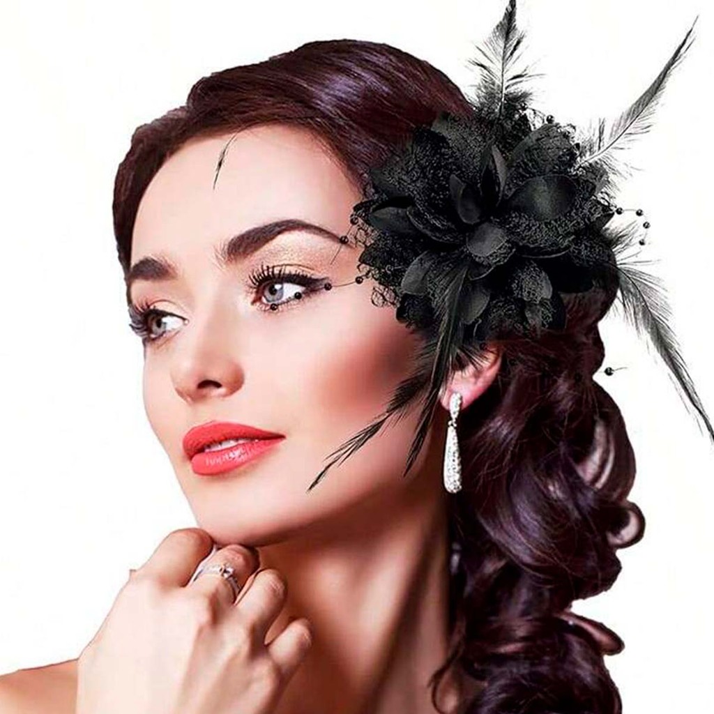 Presilha Flor Preta Enfeite Cabelo Chapéu Penteado Festas em Oferta na Shopee