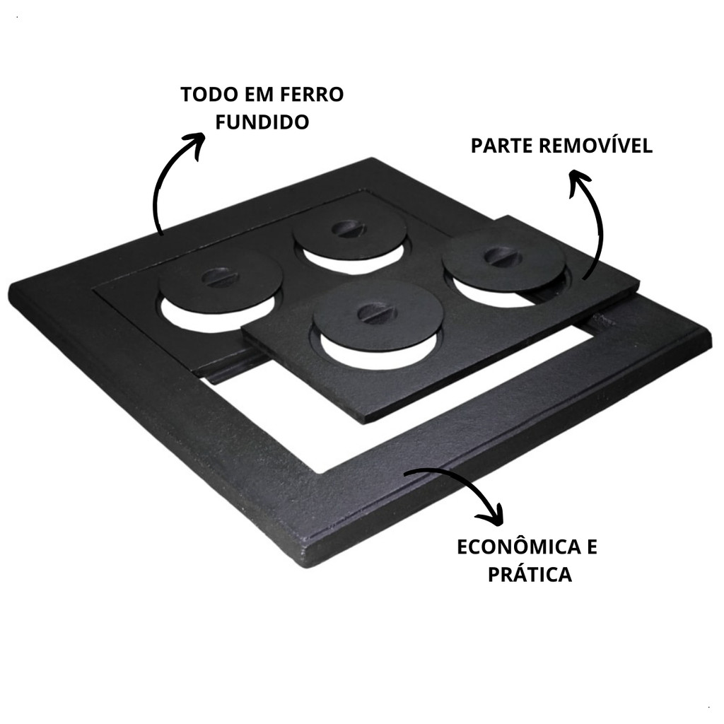 Chapa Fogão A Lenha 4 Bocas Econômica Ferro Qualidade