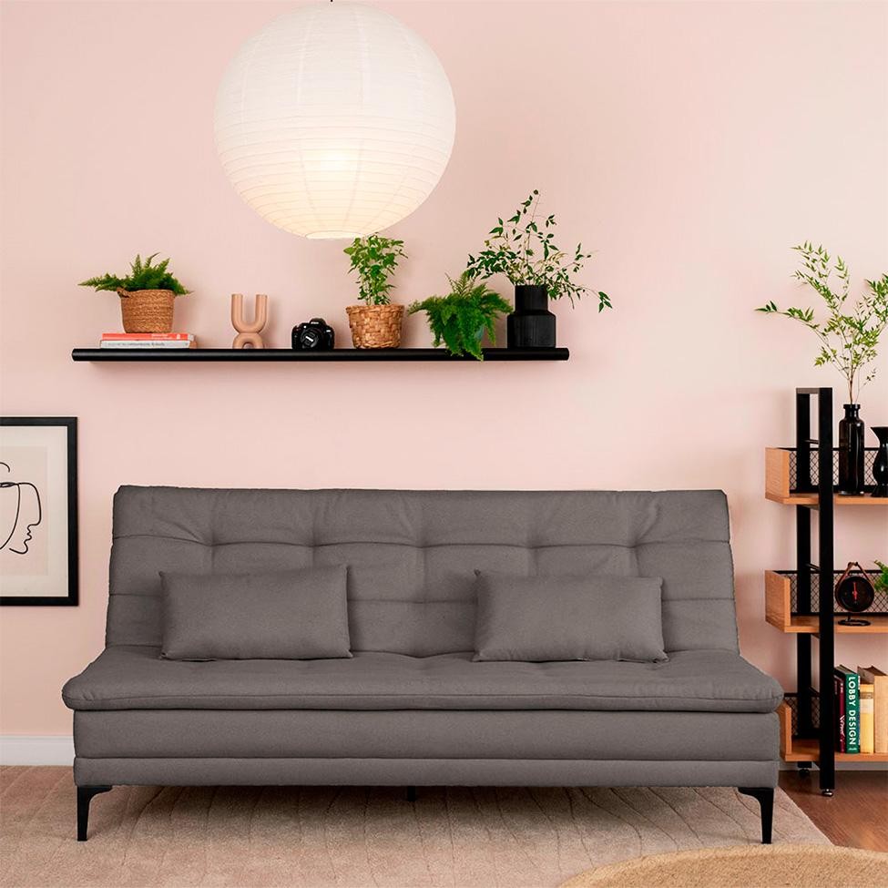 Sofá-Cama Casal 3 Lugares Prince Linho Cinza em Oferta na Shopee