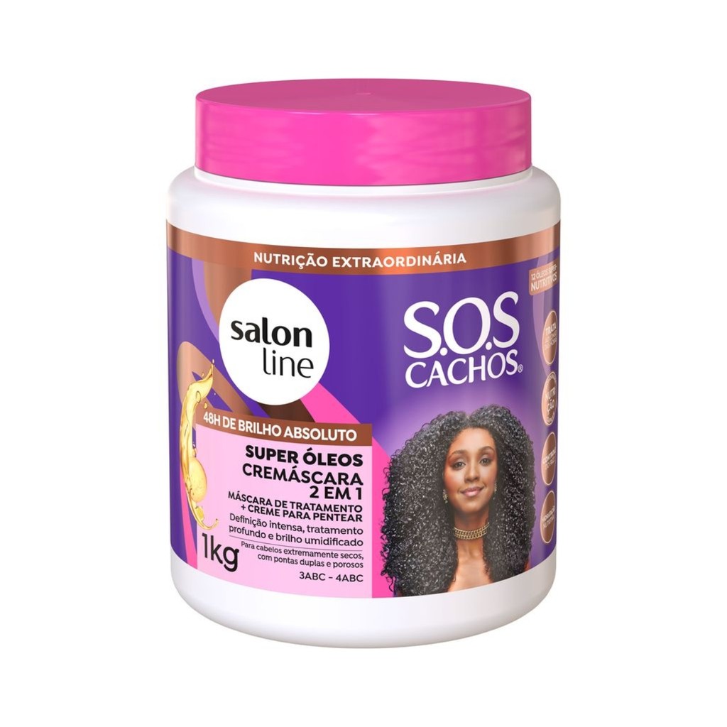 Creme Máscara 2 Em 1 S.o.s Cachos Super Óleos Salon Line 1kg - Beauty