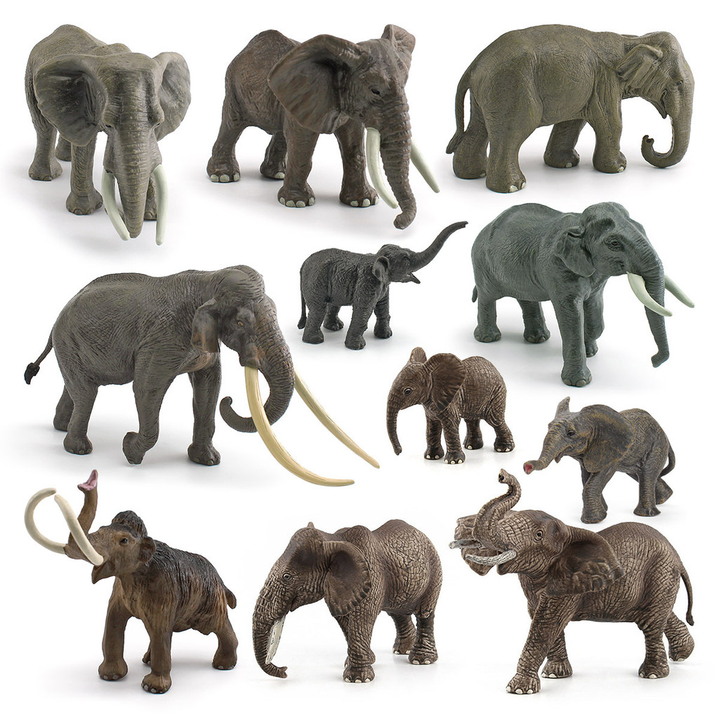 Modelo de Elefante Zoológico Selvagem Elefante Africano Macho Bebê Elefante Brinquedo de Simulação Ornamento da Família