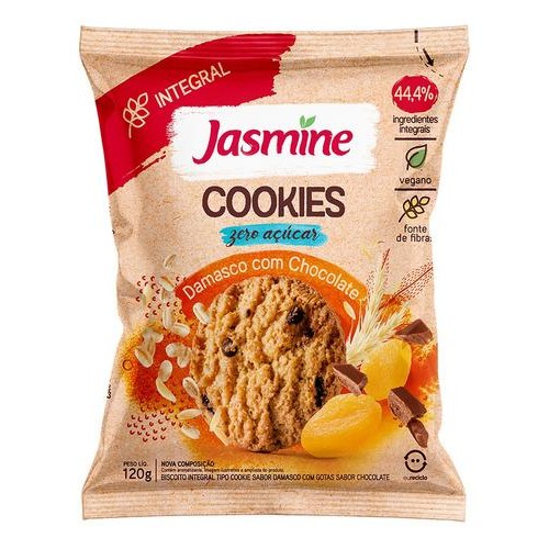 Jasmine Cookies Damasco C/ Chocolate Zero Açúcar 120G