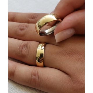 1 unidade aliança moeda antiga 6mm dourada casamento e noivado com forro de aço cirurgico 6mm