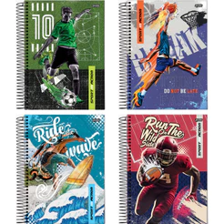 Caderno Universitário 1x1 80 Folhas Sport com Capa Dura, Leve e Ideal para o Dia a Dia Escolar