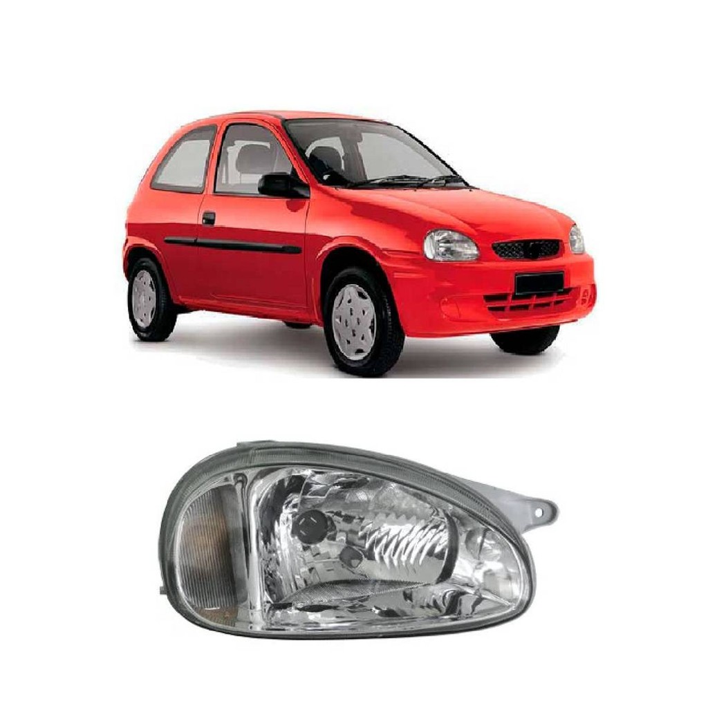 Farol Corsa 1994 A 2000 Foco Simples Lente de Vidro Lente Raiada Lado Direito