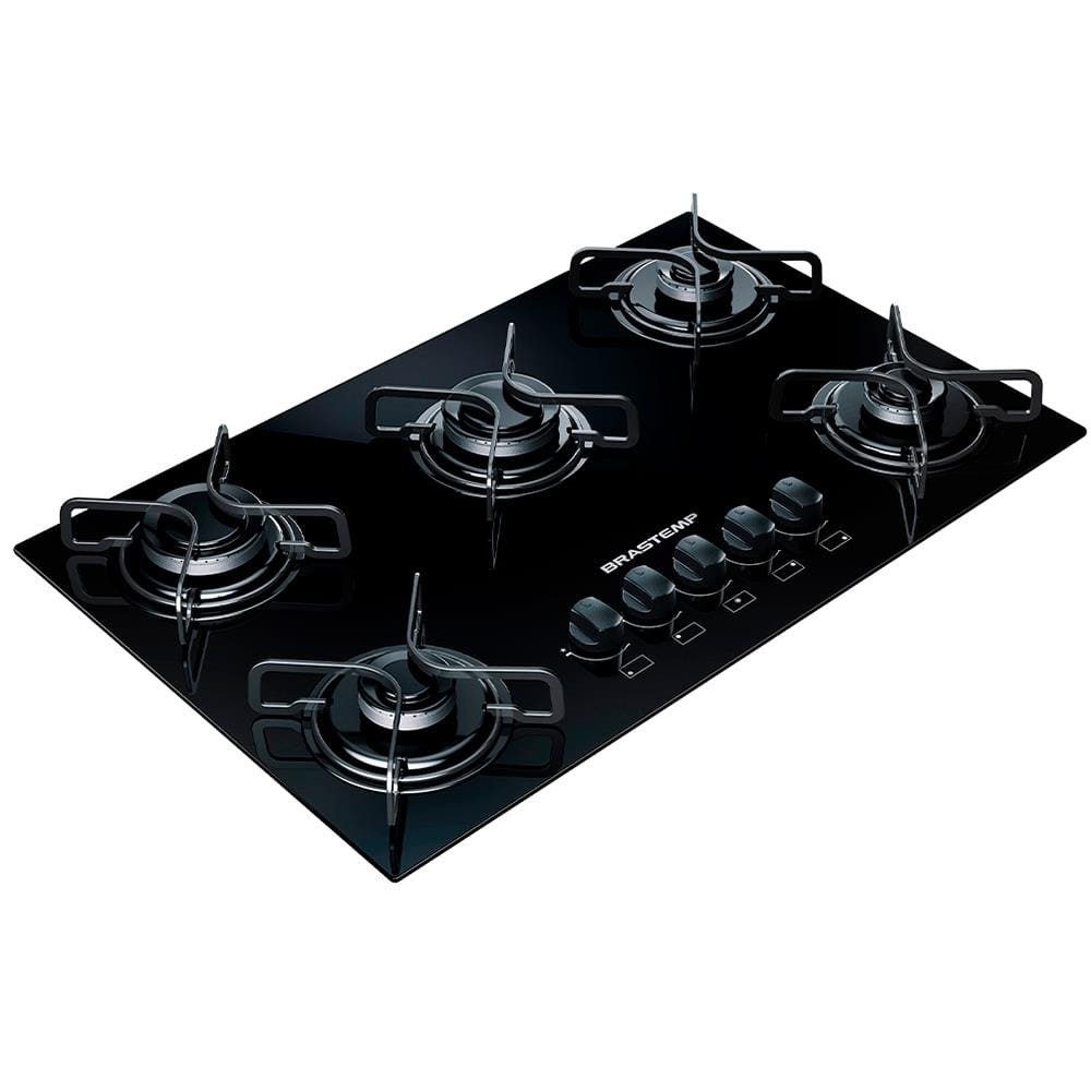 Cooktop a Gás Brastemp BDD75AE 5 Bocas com Vidro Temperado Bivolt - Preto - Home Appliances