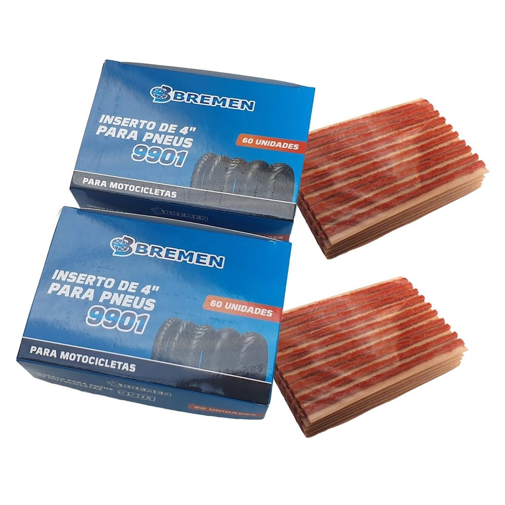 02 Refil P/ Pneu Remendo Macarrão Cx-60 Pçs 3mm Moto Bremen