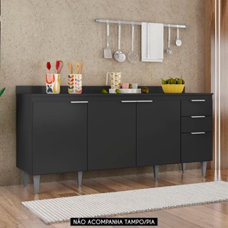 Balcão Para Pia 180cm Sem Tampo Pérola Z34 Preto            - Mpozenato em Oferta na Shopee