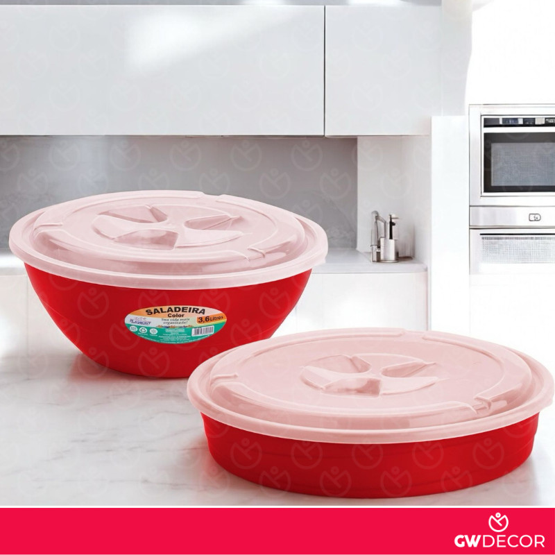 Kit Torteira + Saladeira Plástico Color Tortas e Saladas Com Tampa em Oferta na Shopee