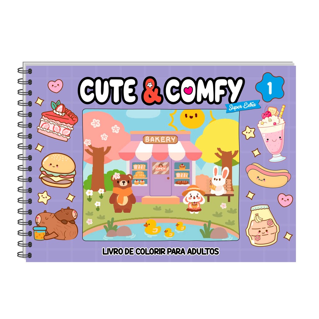 Cute & Comfy Super Extra Edição 01 - Livro de Colorir Adulto - Capa Dura Holográfica - Books & Magazines