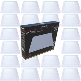 Kit 20 Painel Plafon Quadrado Sobrepor 24W Luminária de Teto Gesso Forro 127v 220v Led Avant em Oferta na Shopee