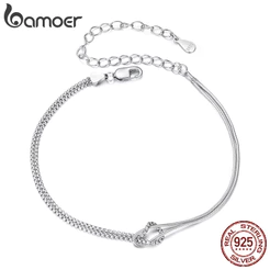 Pulseira Bamoer 925 Sterling Sliver Cruzada Joias Da Moda Presentes Para Mulheres