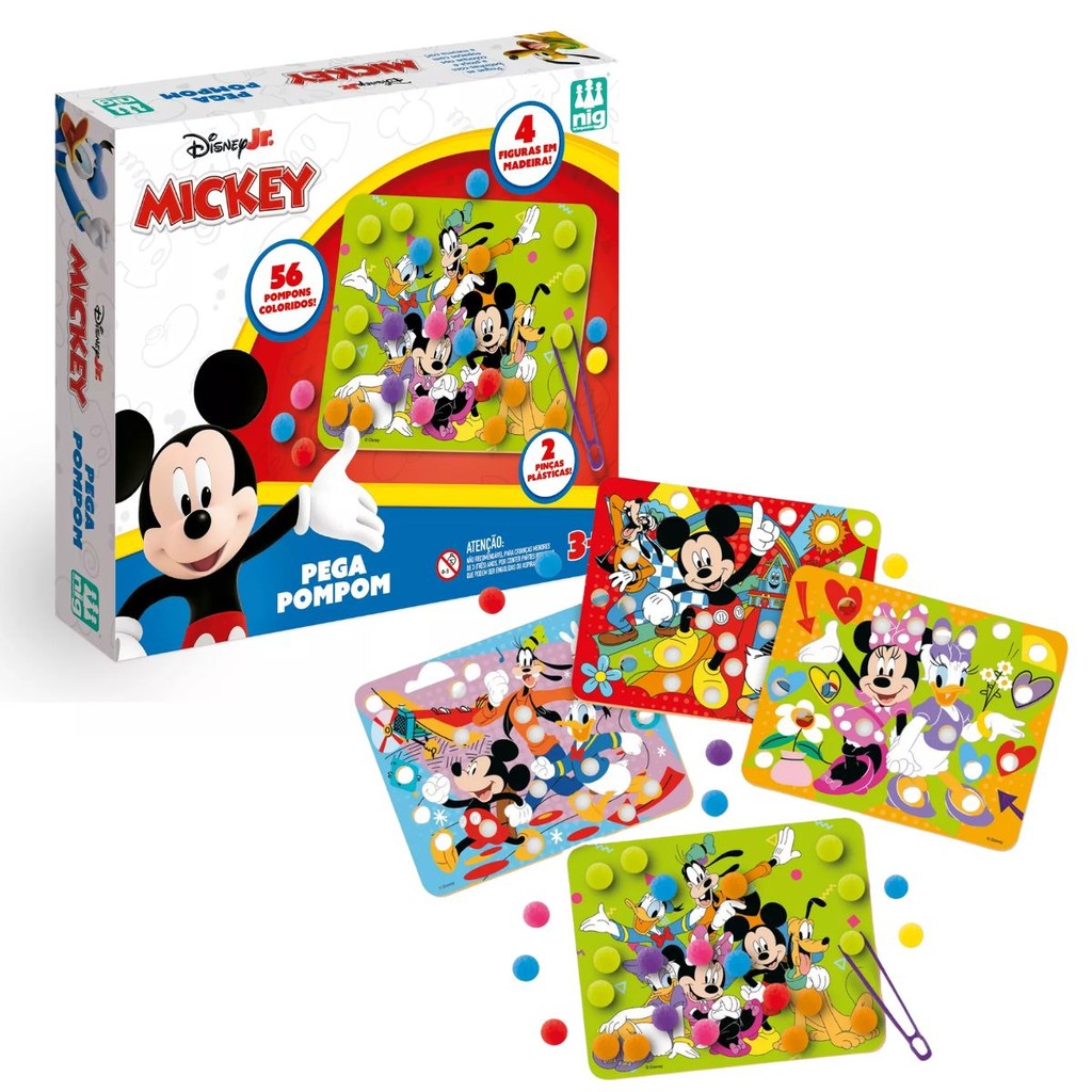 Jogo Educativo Pega Pompom Disney Jr. Mickey 4106 - Nig Brinquedos