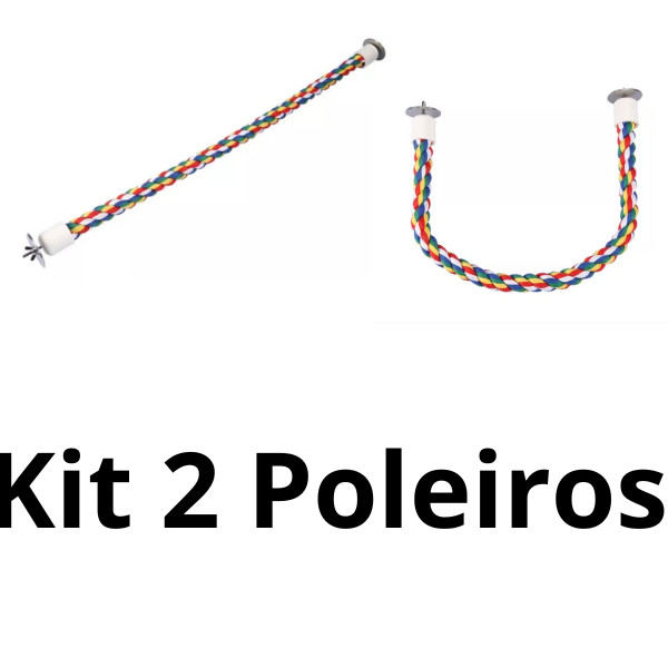 Kit 2 Poleiros Pássaros Aves Gaiola Corda De Algodão Colorido Com Aste Prendedora 40Cm Bolsa Mochila