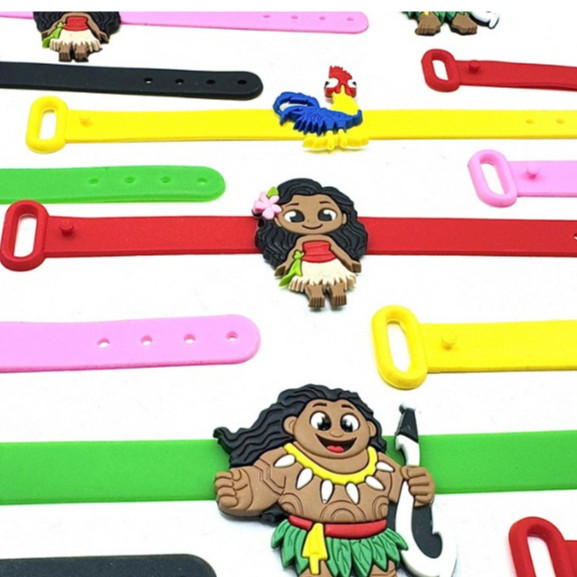 Turma Moana 2  Pulseira Emborrachado 10un Variadas Pulseirinha Mimo Ajustável Ajuste