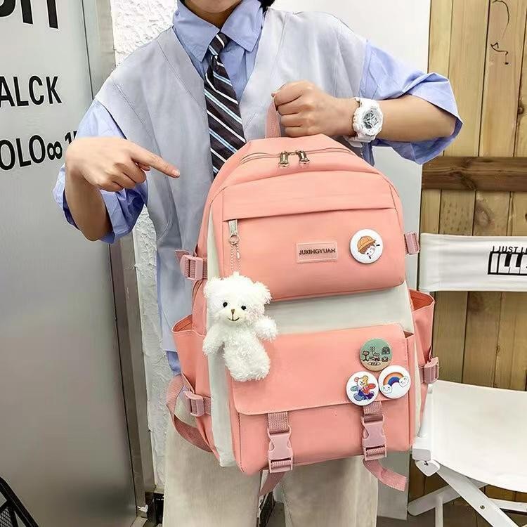 Kit 5 Bolsas Mochila Feminina Escolar Universitária De Viagem Moda Casual Unissex 9016 X149 X150 JZ