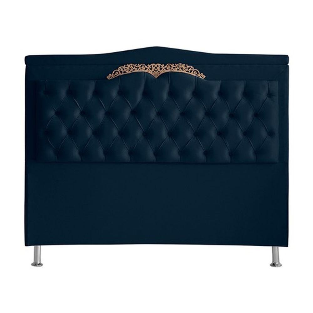 Cabeceira De Cama Box Madri Casal 140 Cm Azul Marinho Do Lar Móveis E Decoração
