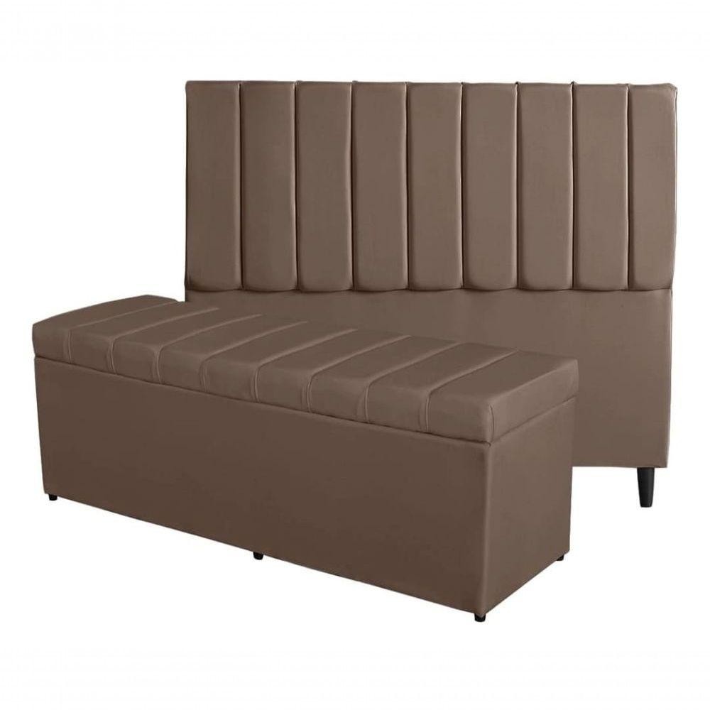 Kit De Quarto Roma Cabeceira De Cama Box E Calçadeira Baú Casal 140 Cm Suede Marrom Do Lar Móveis E Decoração em Oferta na Shopee
