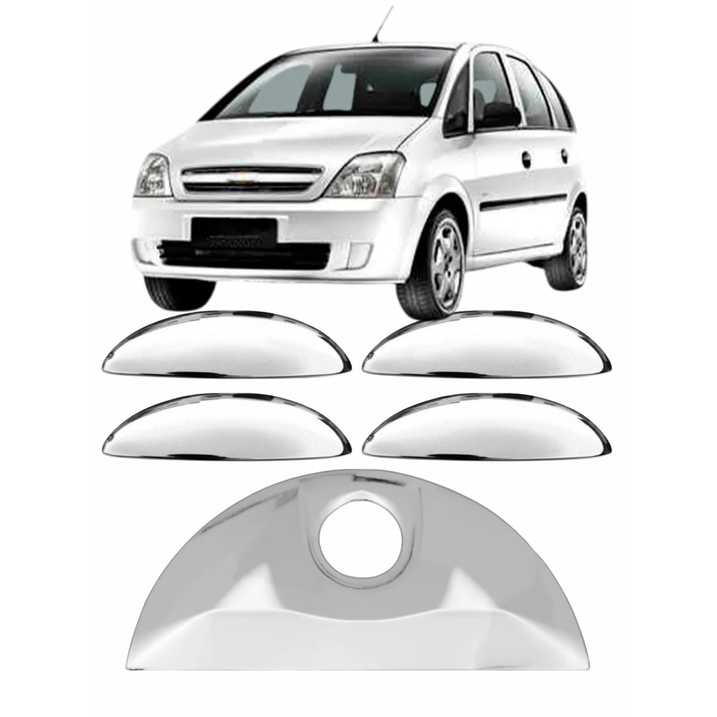KIT APLIQUE CAPA CROMADA MAÇANETA GM MERIVA 2008 5 PORTAS