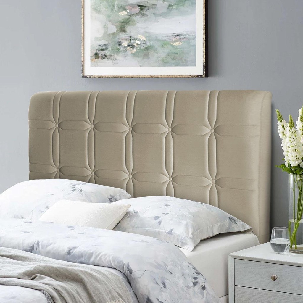 Cabeceira Cama Box King 195cm Suede Velut Bege - King House em Oferta na Shopee
