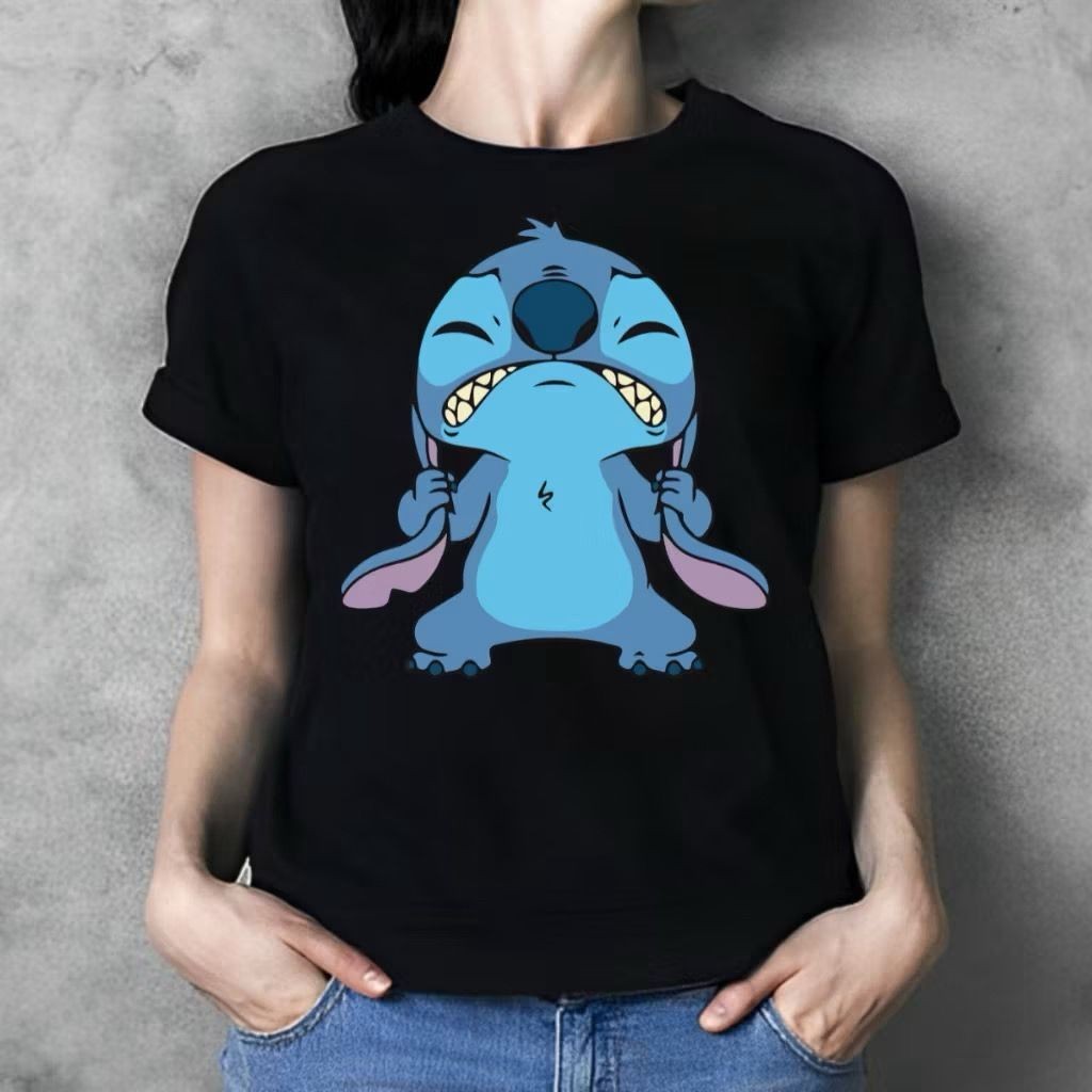 Camiseta Masculina Lilo E Stitch  Algodão Premium Básica Moda Streetwear Casual Estilo Slim Lançamento