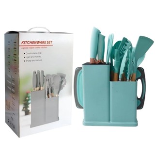 Kit Conjunto 19 Pçs De Utensílios Facas Silicone e Plástico Cozinha em Oferta na Shopee